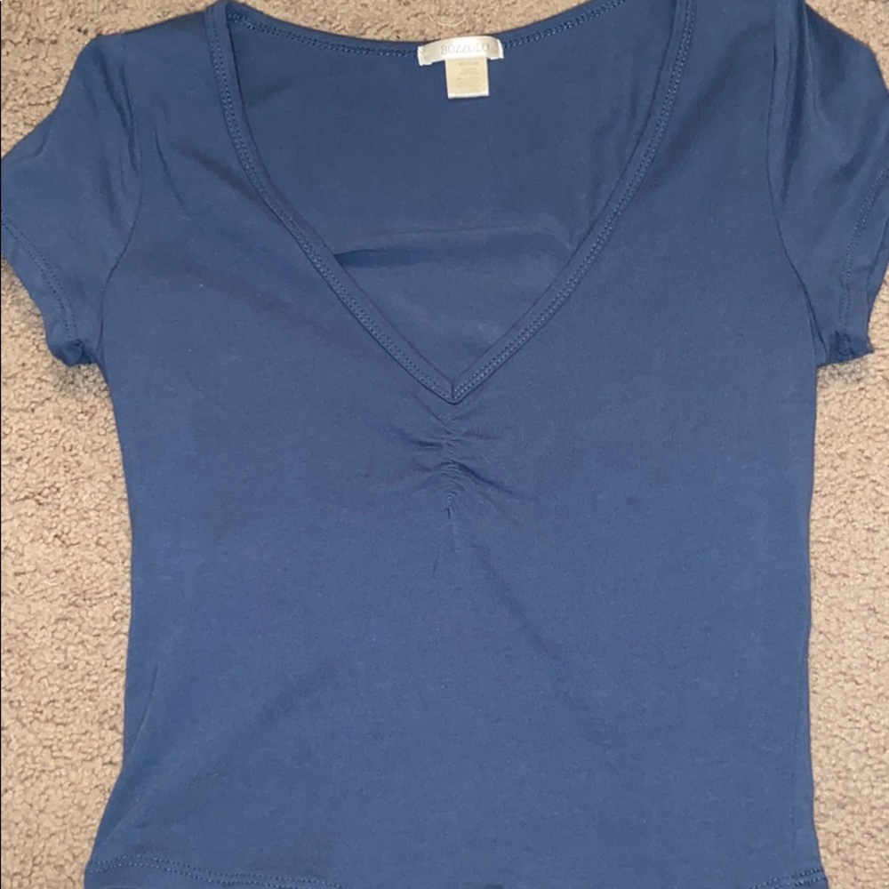 Bundle 3 for 15% off! Blue/teal ruched crop top